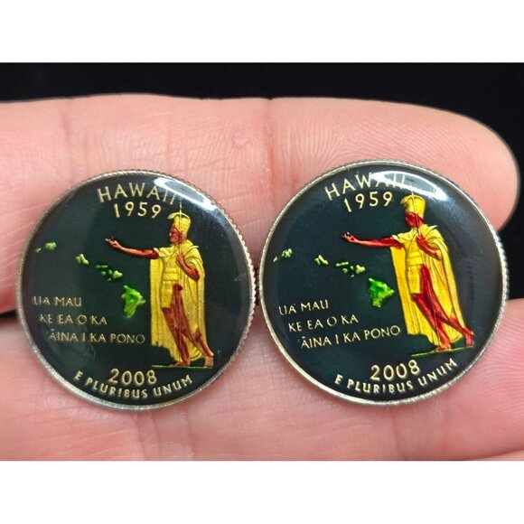 Hawai'i State Quarter-Design Cufflinks - Picture 3 of 4